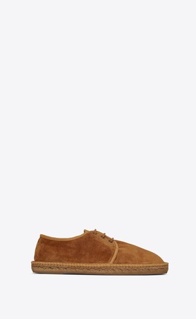 SAINT LAURENT Casual Shoes Man Laced espadrille in mustard suede a_V4